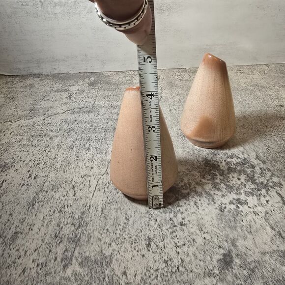 Vintage 60s FRANKOMA POTTERY Prairie Brown & Tan Salt and Pepper Shakers Set MCM - Picture 5 of 5